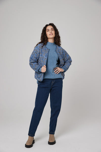 Aisha Quilted Reversible Jacket in Eesha Print Blue Mix