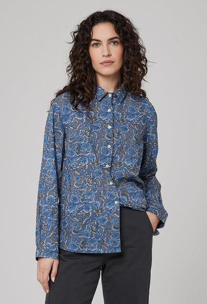 Ceana Crinkle Shirt in Eesha Print Blue Mix