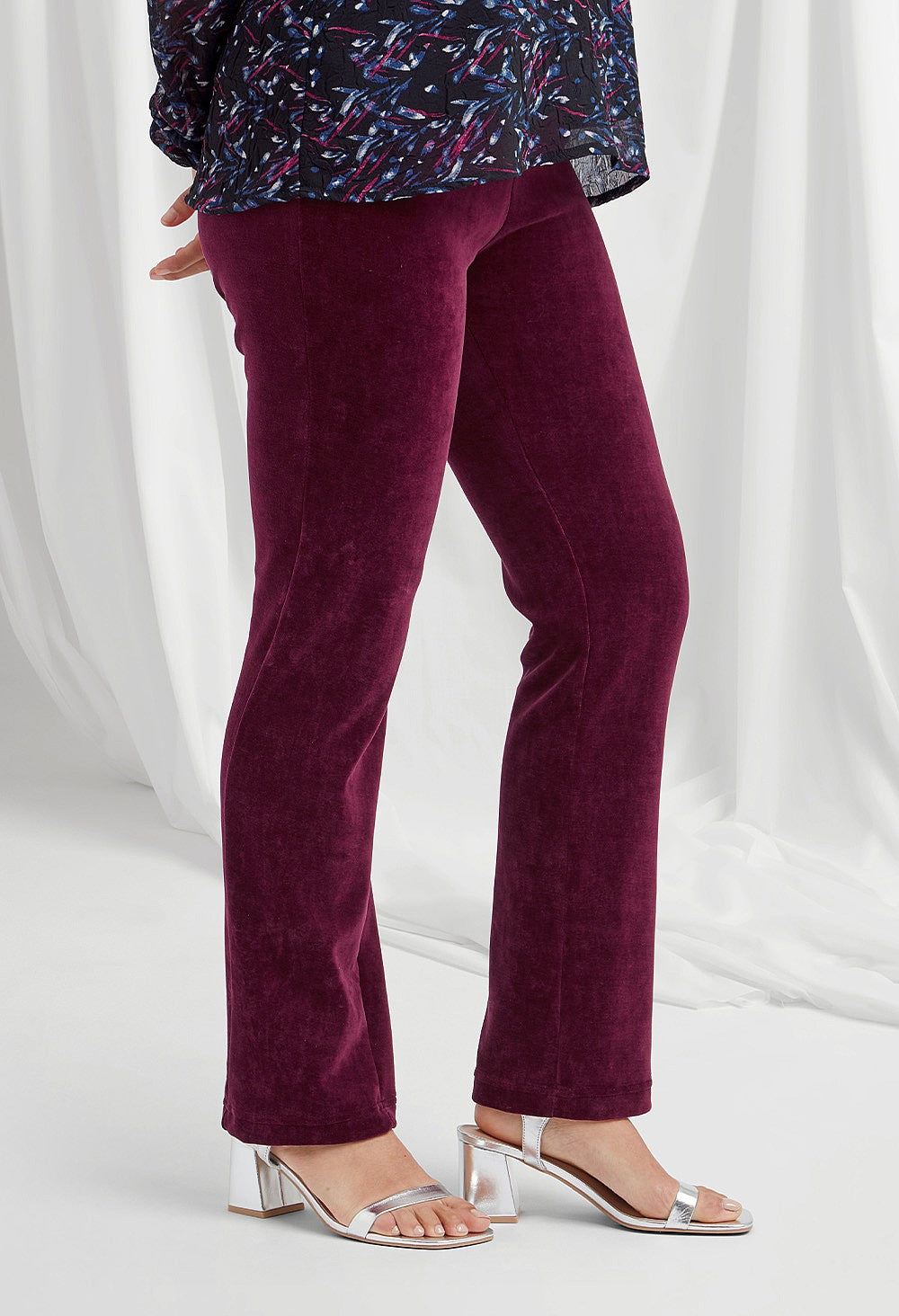 Cari Trousers in Solid Dye Velvet Plum