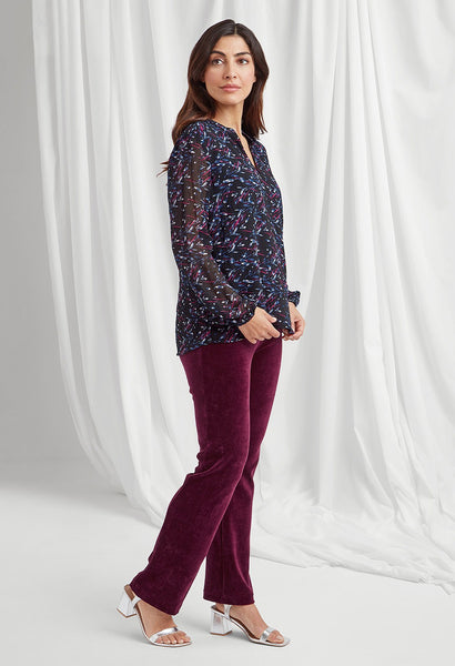 Cari Trousers in Solid Dye Velvet Plum