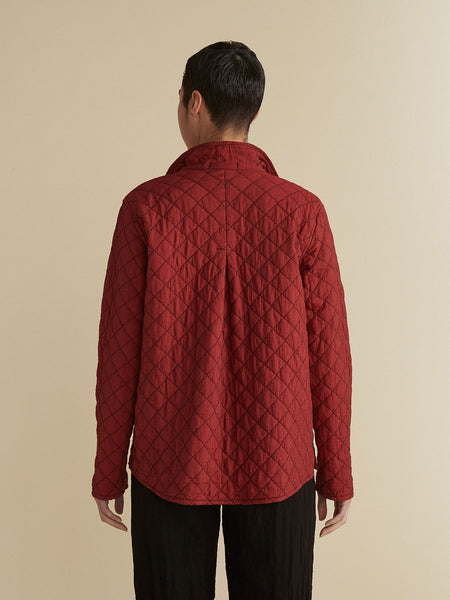 Crop Jacket Quilted Parachute in Cardinal