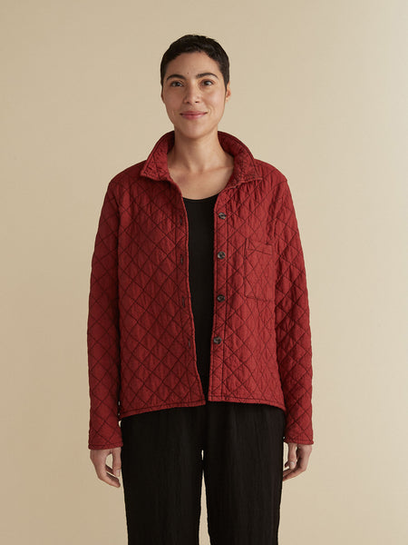 Crop Jacket Quilted Parachute in Cardinal