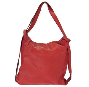 Convertible Leather Shoulder Bag/Back Pack in Red