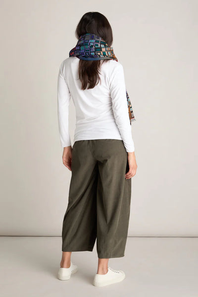 Cotton Pinwale Cord Bubble Trousers in Dark Khaki