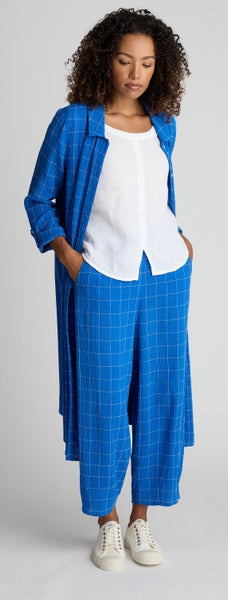 Stitched Grid Check Bubble Trousers in Perriwinkle