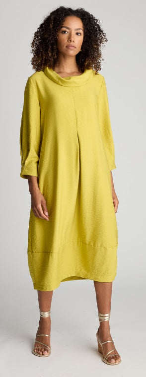 Textured Viscose Bubble Dress in Citrus