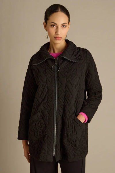 Abstract Quilted Jacket in Black