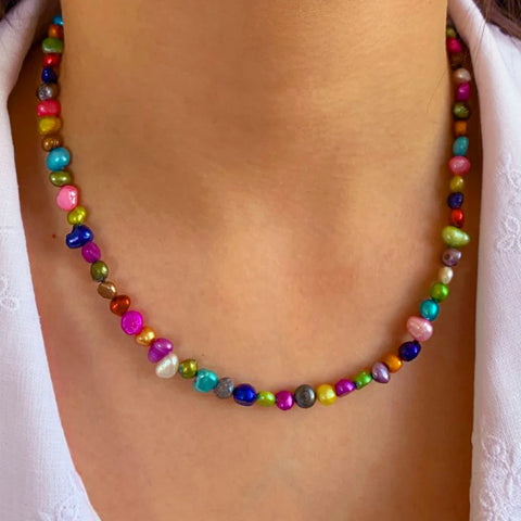 Rainbow Pearl Necklace