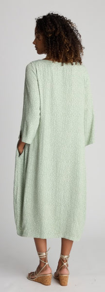 Abstract Textured Jacquard Dress in Light Sage