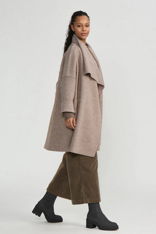 Boiled Wool Coat in Cappuccino