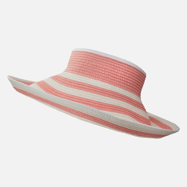 Roll Up Visor Stripe  Navy and Pink